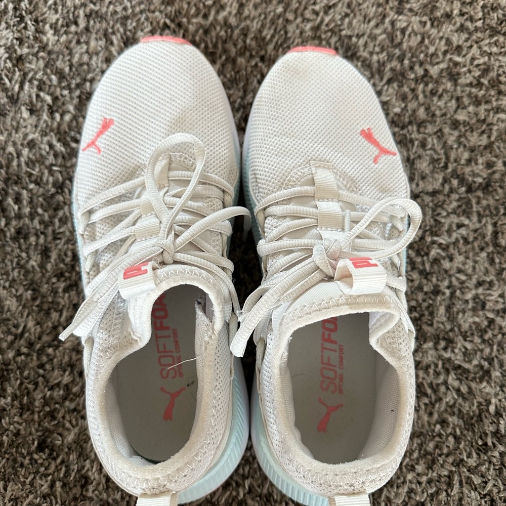 Puma Athletic Mesh White and Coral Training Shoes